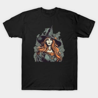 Gloomy beautiful witch / Wicca with red hair T-Shirt